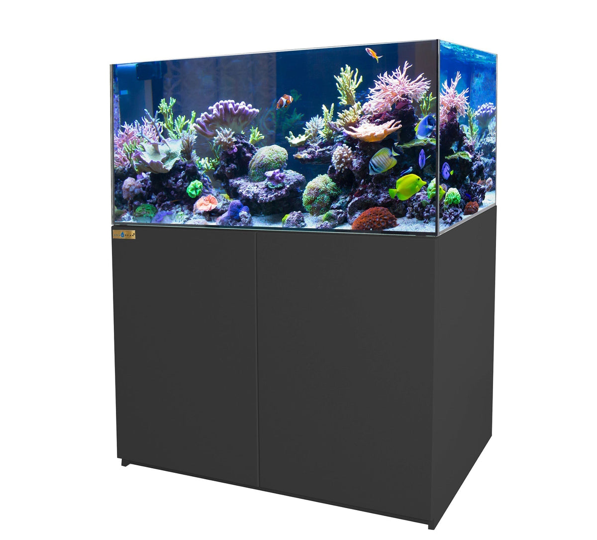 Aqua Dream 130 Gallon Coral Reef Aquarium Tank with Ultra Clear Glass and Built in Sump All Black REEF-1200-BK - REEF-1200-BK