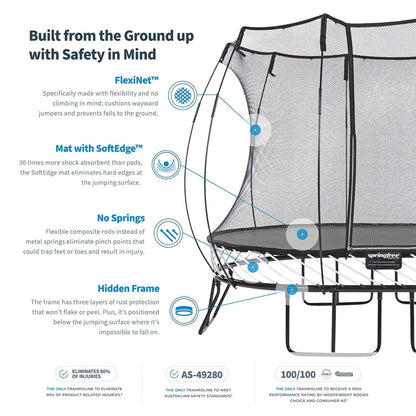 Springfree Outdoor Square 13 Foot Trampoline, Enclosure, Hoop Game, and Ladder - 215885