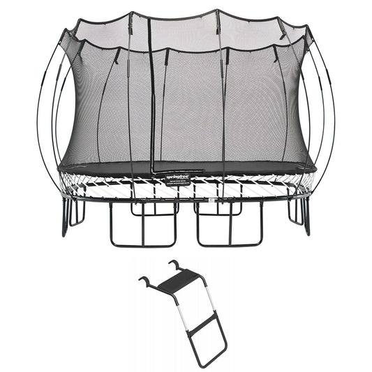 Springfree Trampoline Kids Square 11 Ft Trampoline & FlexrStep V2 Safety Ladder - 299775