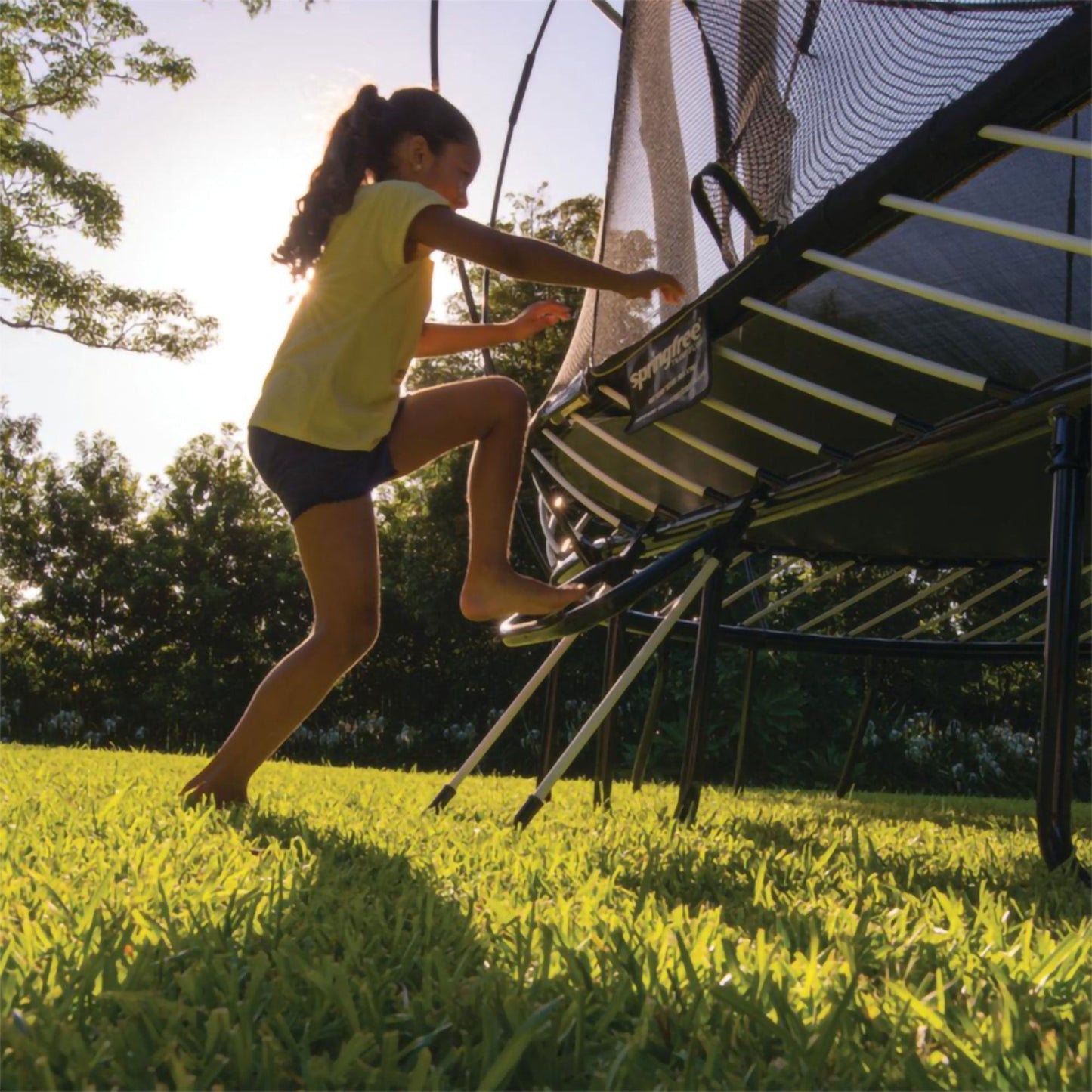 Springfree Trampoline Kids Square 11 Ft Trampoline & FlexrStep V2 Safety Ladder - 299775