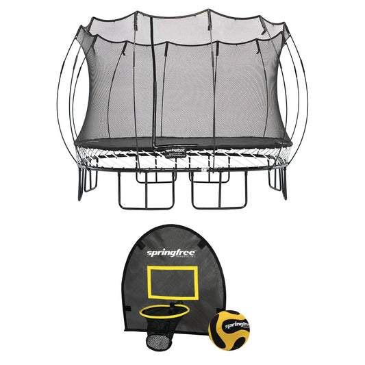 Springfree Trampoline Kids Square 13 Foot Trampoline & FlexrHoop Basketball Game - 299870