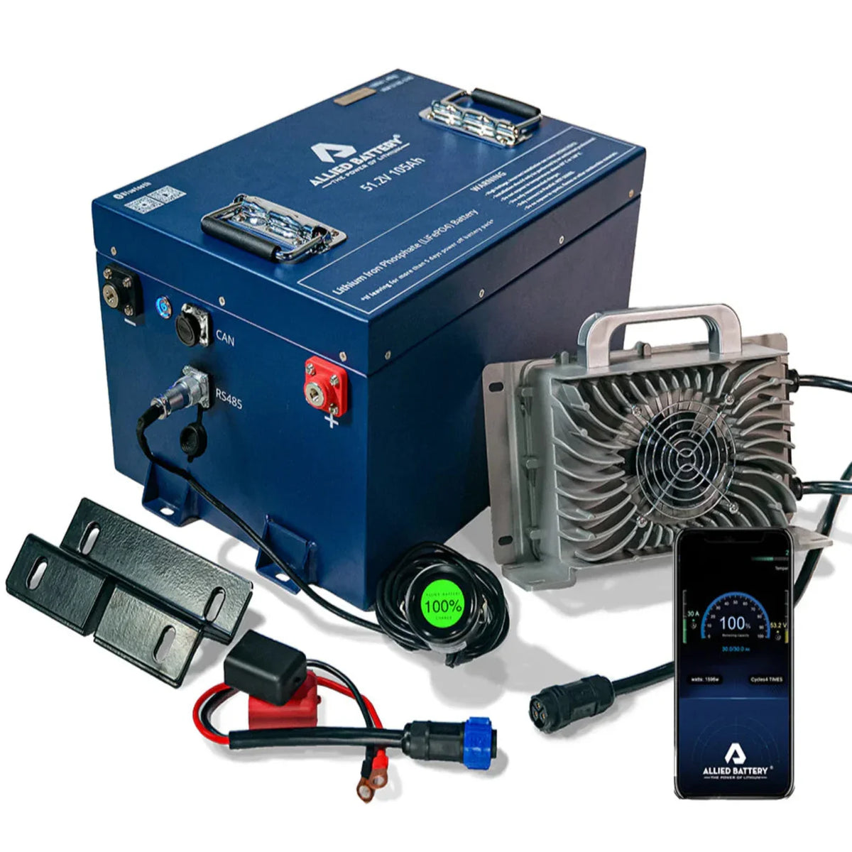 ALLIED LITHIUM 48V 105AH SINGLE BANK GOLF CART BATTERY - AB-CMCL-48V-105AH-Club Car Precendent Tempo-1