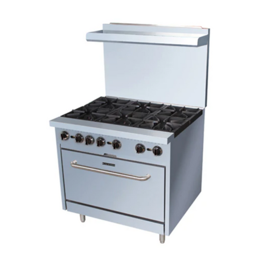Adcraft BDGR-36/NG Black Diamond Six Burner Gas Range with Oven - BDGR-36/NG