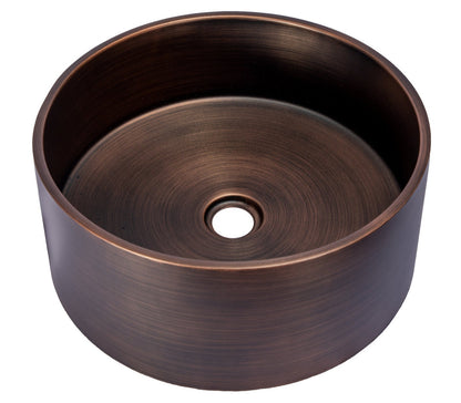 Eden Bathv 15 3/4" Round Thick Rim Stainless Steel Bathroom Vessel Sink with Drain in Bronze - EB_SS003BZ
