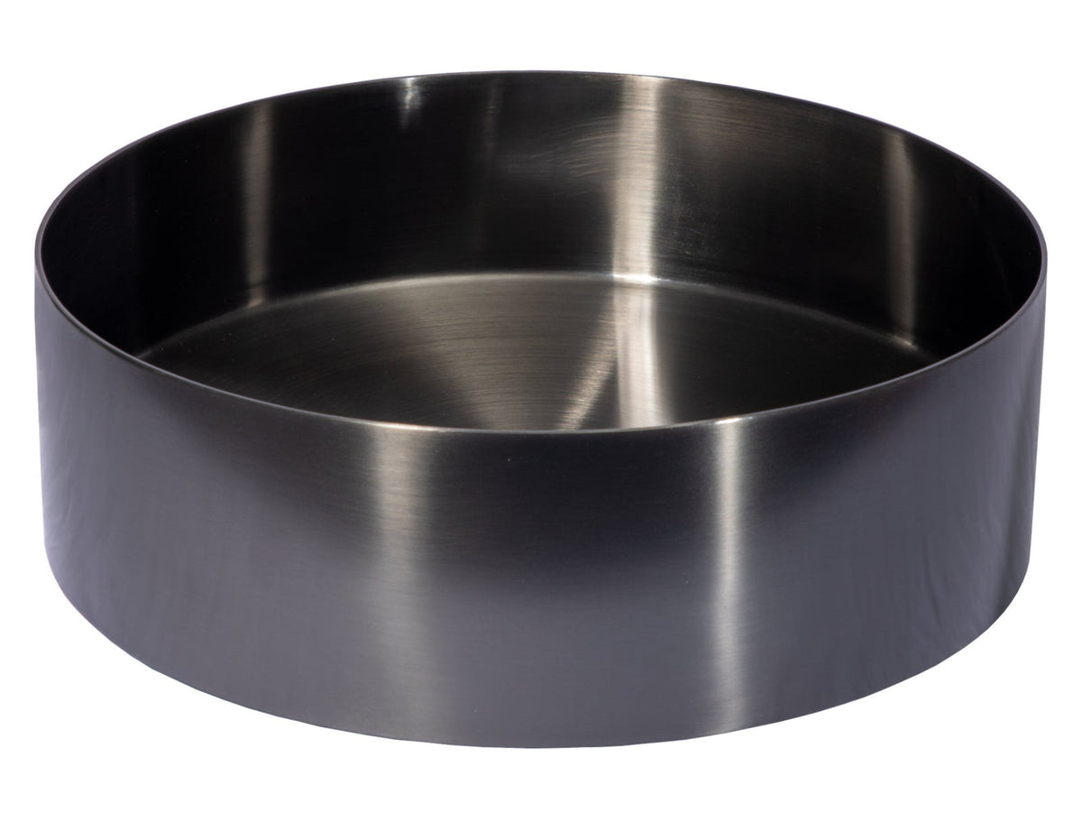 Eden Bath 15" Round Stainless Steel Bathroom Vessel Sink with Drain in Black - EB_SS001BK