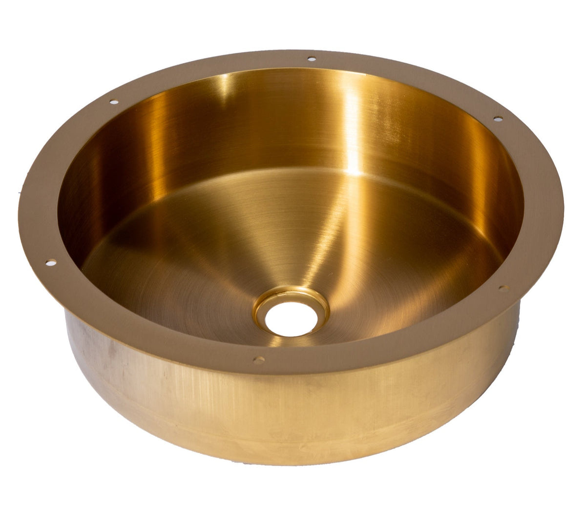 Eden Bath 15" Round Stainless Steel Undermount Bathroom Sink with Drain in Gold - EB_SS050GD