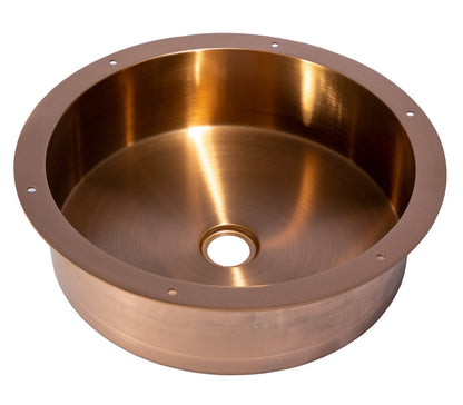 Eden Bath 15" Round Stainless Steel Undermount Bathroom Sink with Drain in Rose Gold - EB_SS050RG