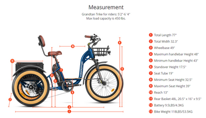 Addmotor 750W 48V Grandtan II Trike Electric Bike -EB-ADD-GTAN2-GRN