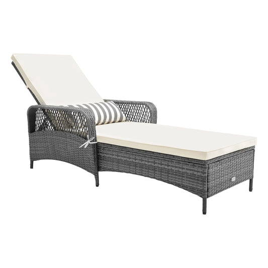 Tangkula Outdoor Chaise Lounge, Patio PE Recliner with 6-Level Backrest - HW71246