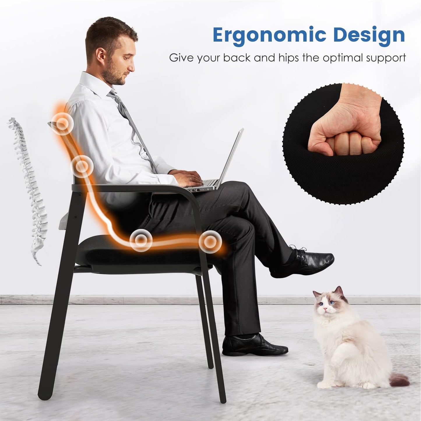 Tangkula Conference Room Chairs, Stackable Office Guest Chairs - 3*CB10544DK-2