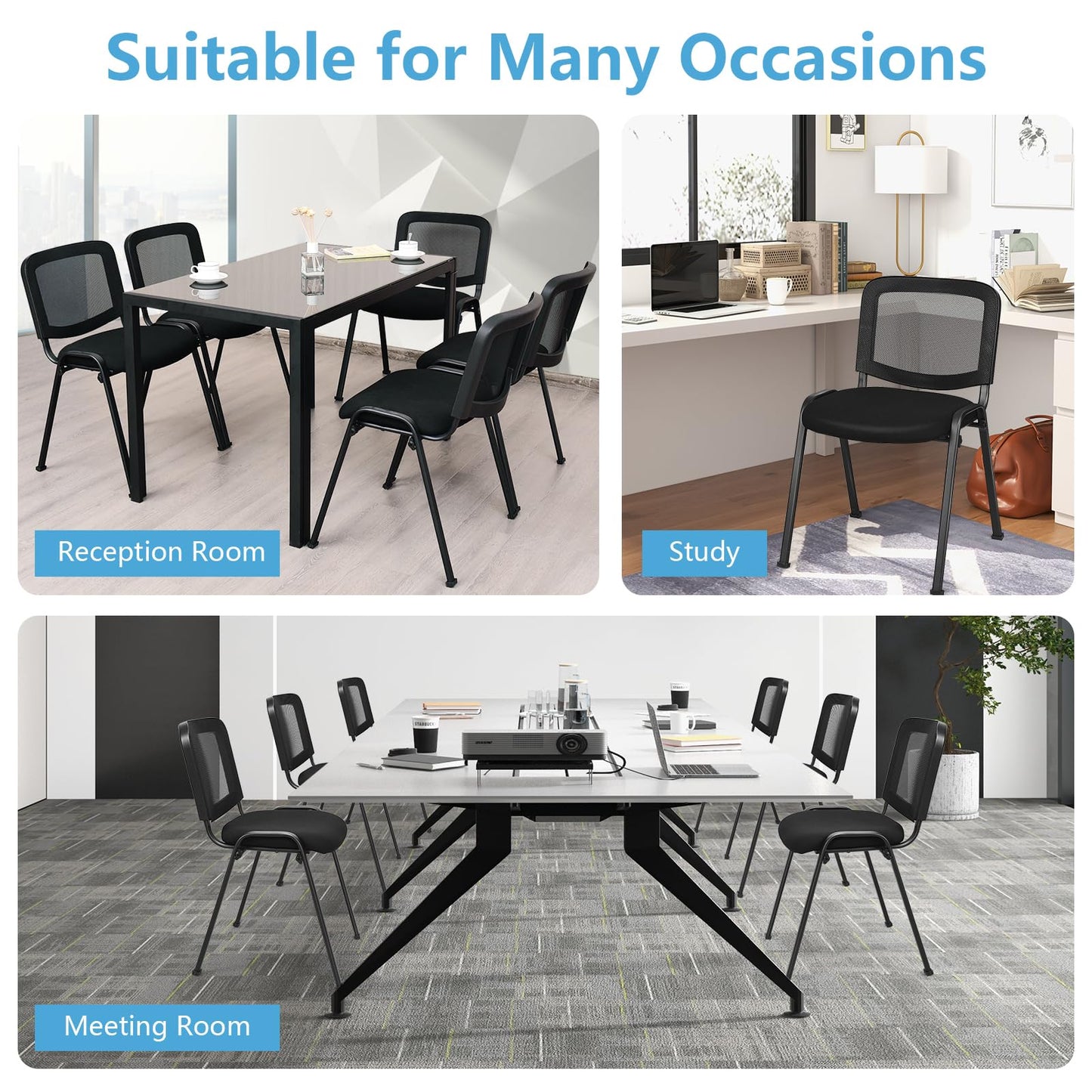 Tangkula Set of 5/10/15 Conference Chairs with Upholstered Seat - HW61922