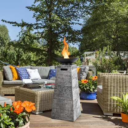 Tangkula 48 Inch Tall Patio Propane Fire Pit Tower - NP10641HS