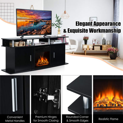 Tangkula Fireplace TV Stand, Living Room Media Console Table - HW66558CF+EP24789