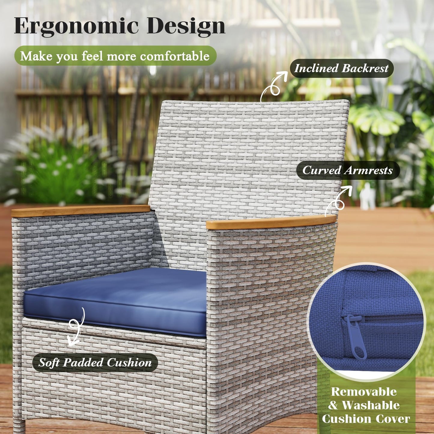 Tangkula 9 Pieces Patio PE Wicker Dining Set - HW73183NY+