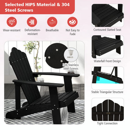 Tangkula Oversized Adirondack Chair, Patio Lounge Chairs w/Adjustable Cup Holder - NP10983BK