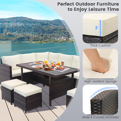 Tangkula 7 Pieces Wicker Patio Furniture Set - HW71243WH+