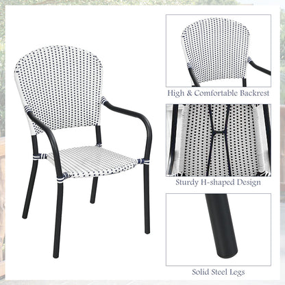 Tangkula 5-Piece Rattan Patio Dining Set, No Assembly Needs, Square Folding Table & 4 Stackable Chairs Set - NP10107+NP10073WL