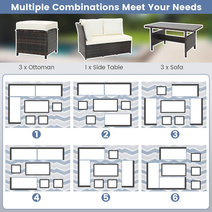 Tangkula 7 Pieces Wicker Patio Furniture Set - HW71243WH+