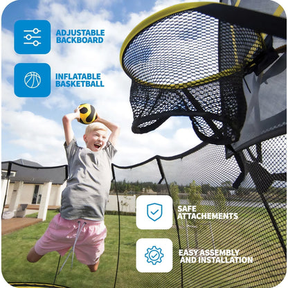 Springfree Outdoor Square 11 Foot Trampoline, Enclosure, Hoop Game, and Ladder - 215879