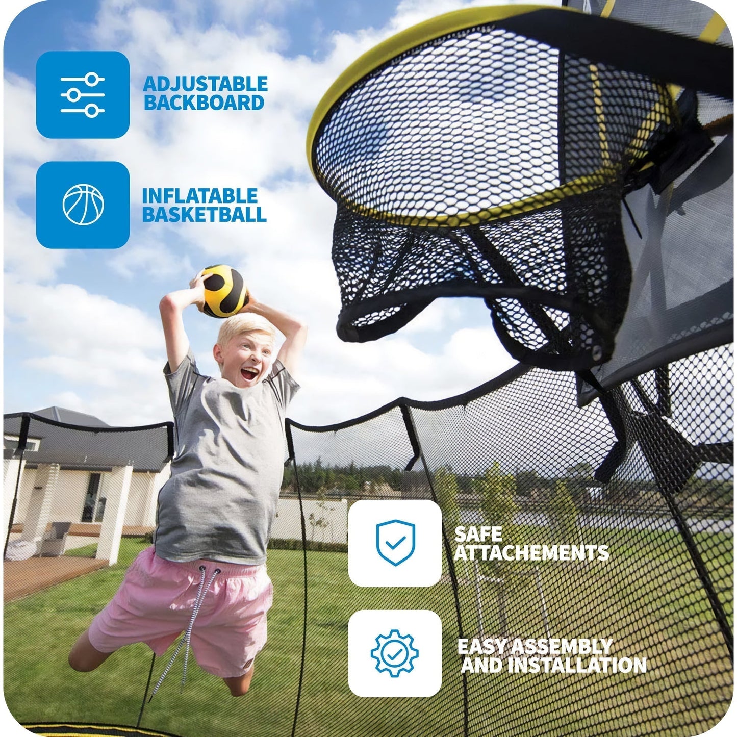 Springfree Trampoline Kids Oval 8 x 11 Ft Trampoline & FlexrHoop Basketball Game - 299720
